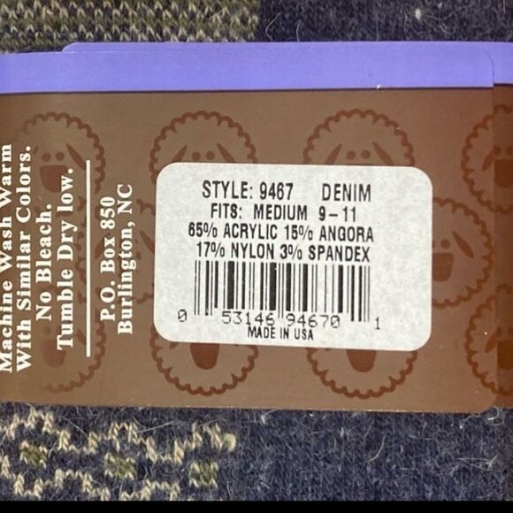 Wise Blend Angora Denim Color Socks, Size M, NWT - Picture 5 of 5